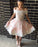 Cute A-line Off-the-shoulder Pink Short Prom Dress with Lace Appliques WK318