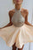A Line/Princess Halter Homecoming Dresses Chiffon Open Back With Beadings