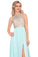 Prom Dresses Scoop Chiffon With Beads And Slit A Line Open Back