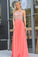 A Line Spaghetti Straps With Beading Prom Dresses Chiffon Open Back