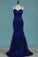 Prom Dresses Spaghetti Straps Mermaid Tulle With Aplliques Open Back