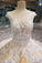 Floral Wedding Dresses Lace Up With Appliques And Crystals Scoop Neck A-Line