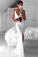 Sexy White Mermaid Deep V-Neck Criss-Cross Straps Split White Lace Prom Dresses WK698