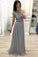 A Line Chiffon Long Prom Dresses Cheap Sleeveless Lace Appliques Bridesmaid Dresses WK904