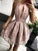 A Line Round Neck Pink Straps Homecoming Dress with Lace Appliques Short Prom Dress H1198