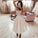 A Line Spaghetti Strap Tea Length Pearl Pink Tulle Prom Homecoming Dress With Beads WK760