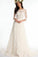 A line Bateau Half Sleeve Lace Wedding Dress With Sweep Train V Back Bridal Dress WK513