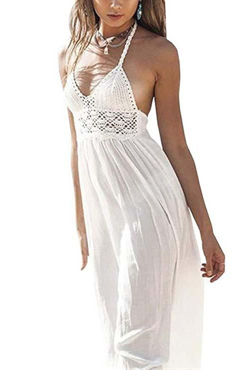 A line Chiffon V Neck Beach Wedding Dresses Backless Ivory Wedding Gowns WK506