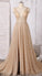 A line Deep V Neck Sleeveless Sequins Floor Length Prom Dresses Long Evening Dresses WK374