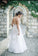 A line Lace Appliques Scoop Prom Dresses Backless Tulle Ivory Wedding Dresses WK509