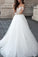 A line Long Sleeve Tulle White Lace Appliques Wedding Dresses Long Wedding Gowns WK561