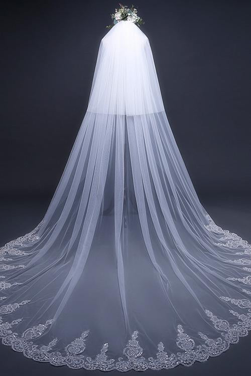 Cathedral Tulle Lace Ivory Wedding Veil Bridal Veil Wedding Veil WK288
