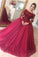 Ball Gown Burgundy Off the Shoulder Long Sleeve Appliques Tulle Party Dresses WK552