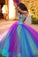 Ball Gown Ombre Sweetheart Strapless Tulle Prom Dresses Quinceanera Dresses WK691