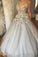 Ball Gown Spaghetti Straps V Neck Silver 3D Floral Beads Prom Dresses Dance Dresses WK717