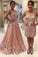 Blush Pink Tulle Beading Lace Appliques Prom Dresses Long Cheap Evening Dresses PW609