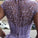 Chic Satin Short Sleeve Scoop Split Beads Purple Slit Open Back Long Prom Dresses WK61