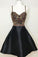 Cute A Line Sweetheart Spaghetti Straps Black Beading Homecoming Dresses H1002