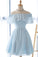 Cute Light Blue Off the Shoulder Short Prom Dresses Chiffon Homecoming Dresses H1064