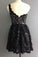 Cute One Shoulder Lace Appliques Black Short Prom Dresses Homecoming Dresses H1292