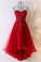 Cute Red Tulle Sweetheart Strapless Homecoming Dresses with Lace Short Prom Dresses WK834