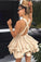 Cute Satin Sleeveless Criss Cross Above Knee Homecoming Dresses Short Prom Dresses H1332