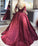 2022 Dark Red Lace Long Sleeve Prom Dress Off-the-Shoulder Ball Gown Quinceanera Dress WK392