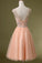 Blush Pink Backless Tulle Short Homecoming Dresses H25