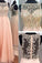 A-Line Blush Pink Sexy Chiffon Cheap Scoop Sleeveless Beads Zipper Prom Dresses WK970