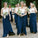 A-Line Spaghetti Straps Dark Blue Chiffon Bridesmaid Dresses With Ruffles Sweetheart WK344