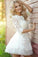 2024 Popular Half Sleeve Lace See Through Cute Homecoming Short Prom Dress WK86
