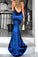 2024 Navy Blue New Mermaid V Neck Shirt Dress Long Criss-Cross Sexy Prom Dreses WK626