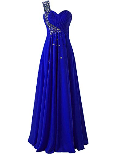 One Shoulder Long Bridesmaid Prom Dresses Chiffon Evening Gowns WK211