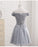 A-Line Gray Lace Off the Shoulder Tulle Lace-up Sweetheart Prom Dresses WK157