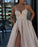 Sexy A line High Slit V Neck Spaghetti Straps Prom Dress Pockets Satin Formal Dress WK576