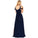 Navy Blue Off-The-Shoulder Long Chiffon Formal With Straps Sleeves Modest Bridesmaid Gown WK77
