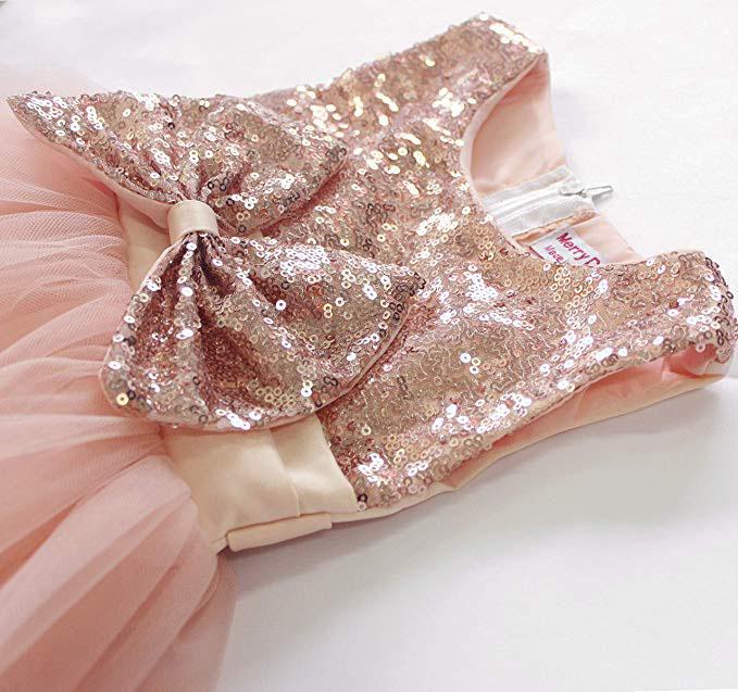 Little Girls Sequin Mesh Tulle Baby Dress Flower Girl Ball Gown Party Dress Prom FG1006