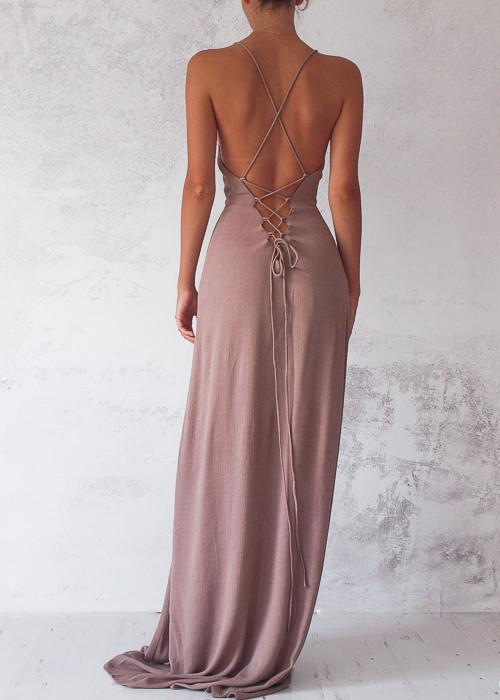 New Arrival Spaghetti Straps Charming Simple Long Criss Cross A-Line Scoop Prom Dresses uk PD0154