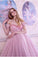 Princess Ball Gown Pink Tulle Off the Shoulder Lace up Homecoming Dresses with Bowknot H1228