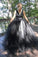 2024 balck organza A-line V-neck bowknot ball gown dresses long prom dresses