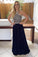 Black chiffon sequins beading halter long dress evening dress