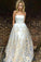 A-Line Strapless Lace Appliques Ivory Tulle Prom Dresses with Appliques Pockets WK819