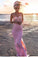 Sexy Mermaid Sweetheart Pink Strapless Satin Sleeveless Prom Dress with Applique Split WK804