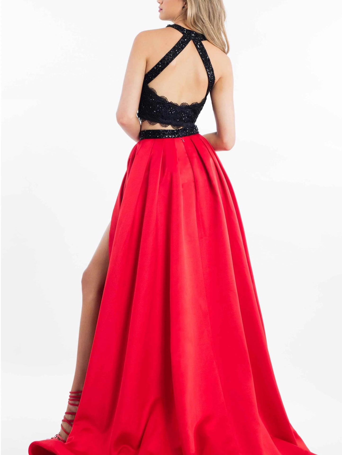 Black/Red Two Piece Shorts Prom Dresses WK193