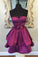 Red A-Line Strapless Bowknot Short Prom Dress Satin Party Dress Homecoming Dresses H1246