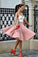 A Line Spaghetti Straps Sweetheart Blush Pink with Pleats Short Homecoming Dresses WK06