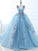Ball Gown Long Sky Blue Butterfly V Neck Appliques Lace up Prom Quinceanera Dresses WK848