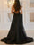 Sexy Deep V-Neck Black Prom Dresses With Beading High Slit Backless Formal Dresses WK463