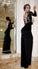 Sexy Mermaid Black Long Sleeve High Slit Prom Dresses Lace Satin Party Dresses WK357