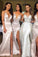 Sexy Slit Mermaid Bridesmaid Dresses Spaghetti Straps Long Wedding Party Dresses WK498